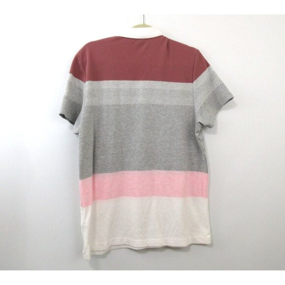 ALFANI Mens Golf Polo Shirt Large Gray Red White Colorblock Short Sleeve Collar - Picture 2 of 8